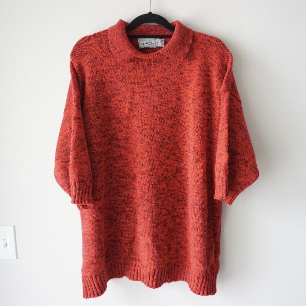 Vintage Venezia Sportswear Sweater Crew Neck Red Oversized One Size